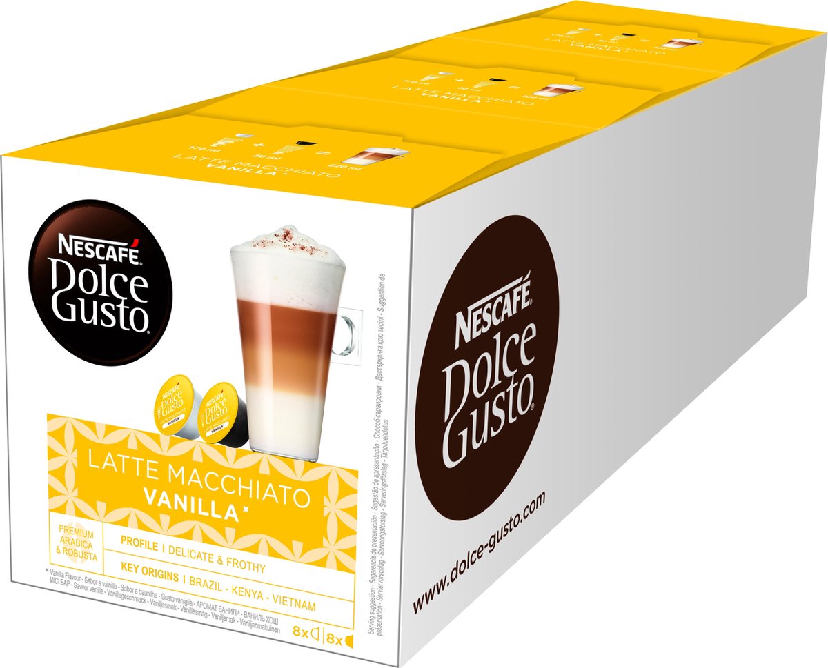 NESCAFÉ® Dolce Gusto® Latte Macchiato Vanilla Koffiecups - 3 doosjes à 16  capsules... | bol.com