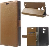 Litchi wallet hoesje Huawei Ascend Mate 7 bruin