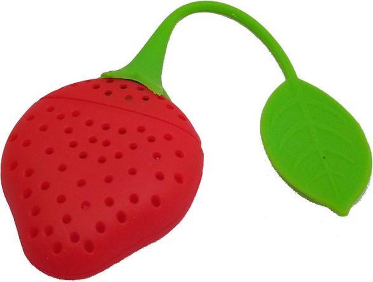 Thee-ei Aardbei voor losse thee - kleur rood - Theefilter / Theezeef