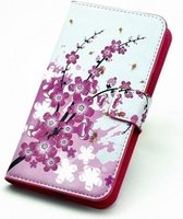 iPhone 5 5s agenda hoesje tasje wallet roze bloemen