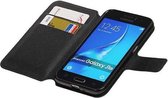 Cross Pattern TPU Bookstyle Hoesje - Wallet Case Telefoonhoesje - Geschikt voor Samsung Galaxy J1 (2016) Zwart