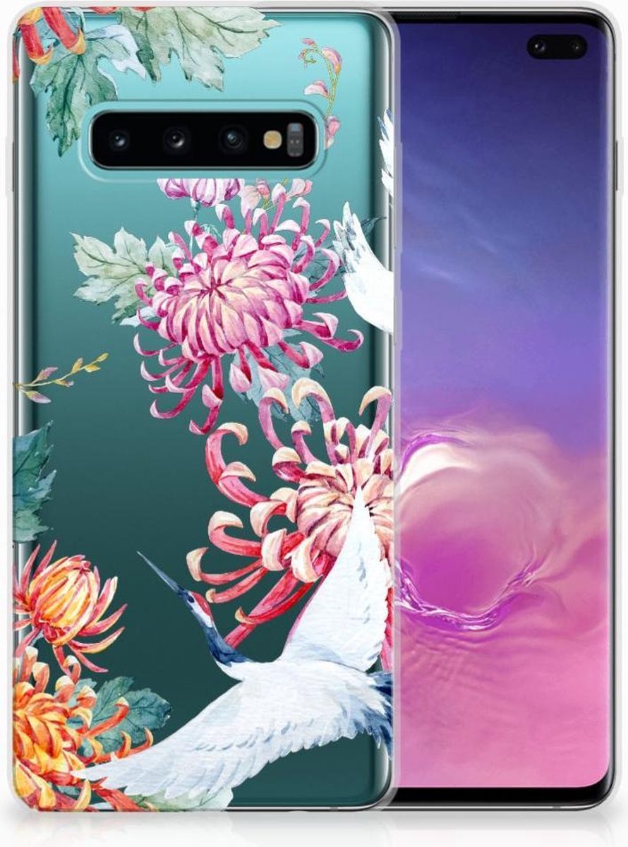 Samsung Galaxy S10 Plus TPU Hoesje Bird Flowers
