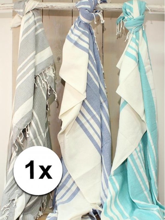 Hamam handdoek XL blauw x 240 cm | bol.com