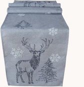 Kerst tafelkleed hert kerstboom sneeuwvlok grijs Loper 175