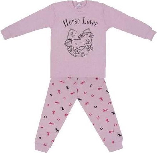 Foto: Lucky horse lover paarden pyjama roze maat 176