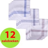 12 Heren Zakdoeken - 100% Katoen 40 x 40 cm - 3 kleuren