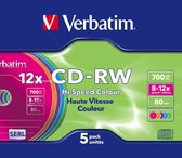 CD-RW Verbatim 700MB 5pcs Pack 12x SlimCase colour retail