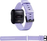 Nylon Horloge Band Geschikt Voor Fitbit Versa (Lite) - Armband / Polsband / Strap Bandje / Sportband - Small/Large - Paars