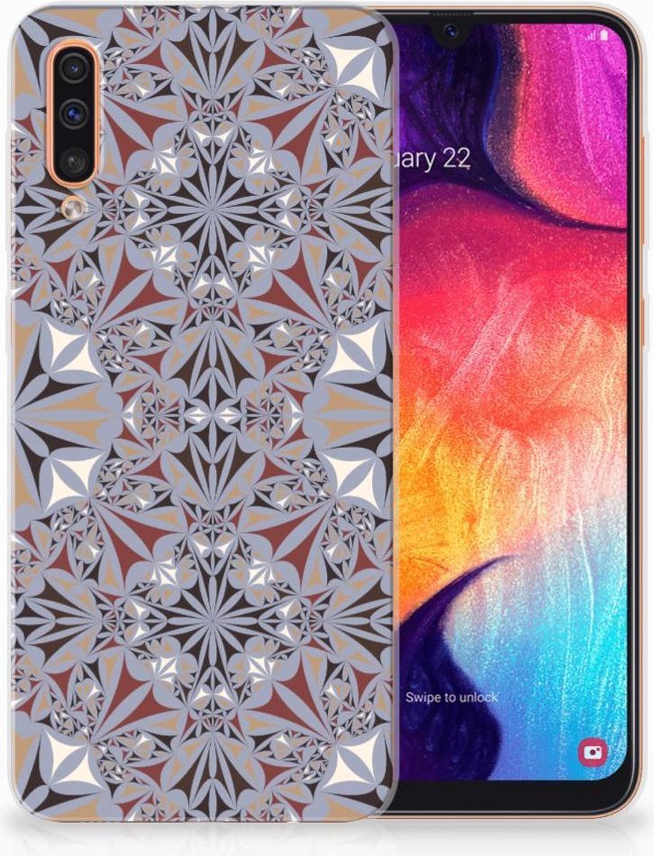 Samsung Galaxy A50 TPU Siliconen Hoesje Flower Tiles