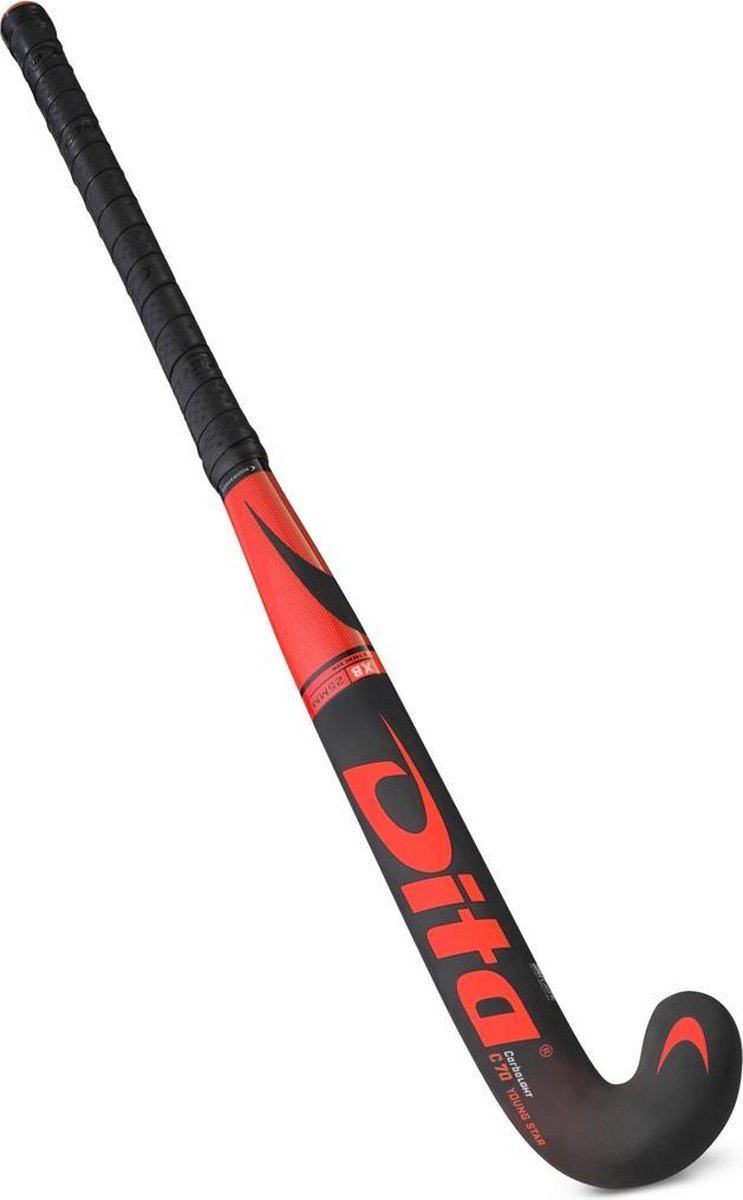DITA? CarboLGHT Youngstar C70 X-Bow Hockeystick Unisex - Fluo rood/zwart
