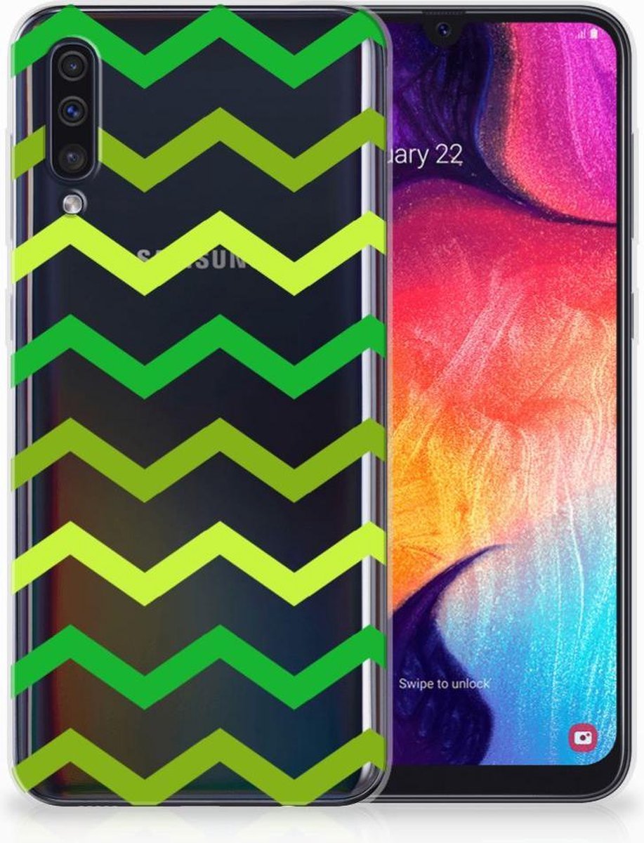 Samsung Galaxy A50 TPU bumper Zigzag Groen