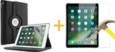 Apple iPad Pro 9.7 - Leer Zwart Draaibare 360 Graden Cover Hoes + Screenprotector / Screen protector - Book Case met Multi-Stand Rotatie