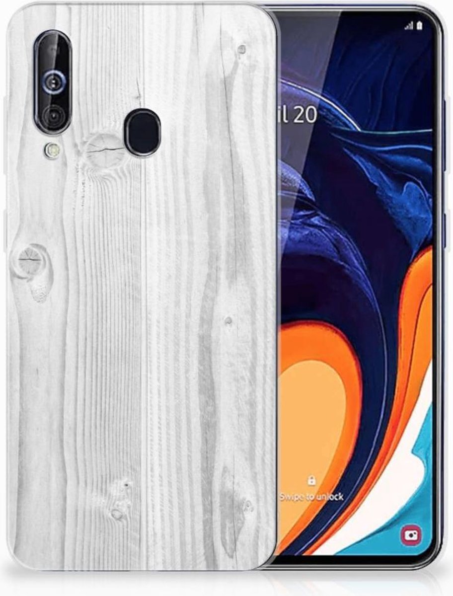 Samsung Galaxy A60 Bumper Hoesje White Wood
