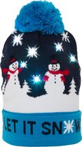 Kerstmuts met lichtjes - Beanie met kerst verlichting - Sneeuwpop  - Let it snow