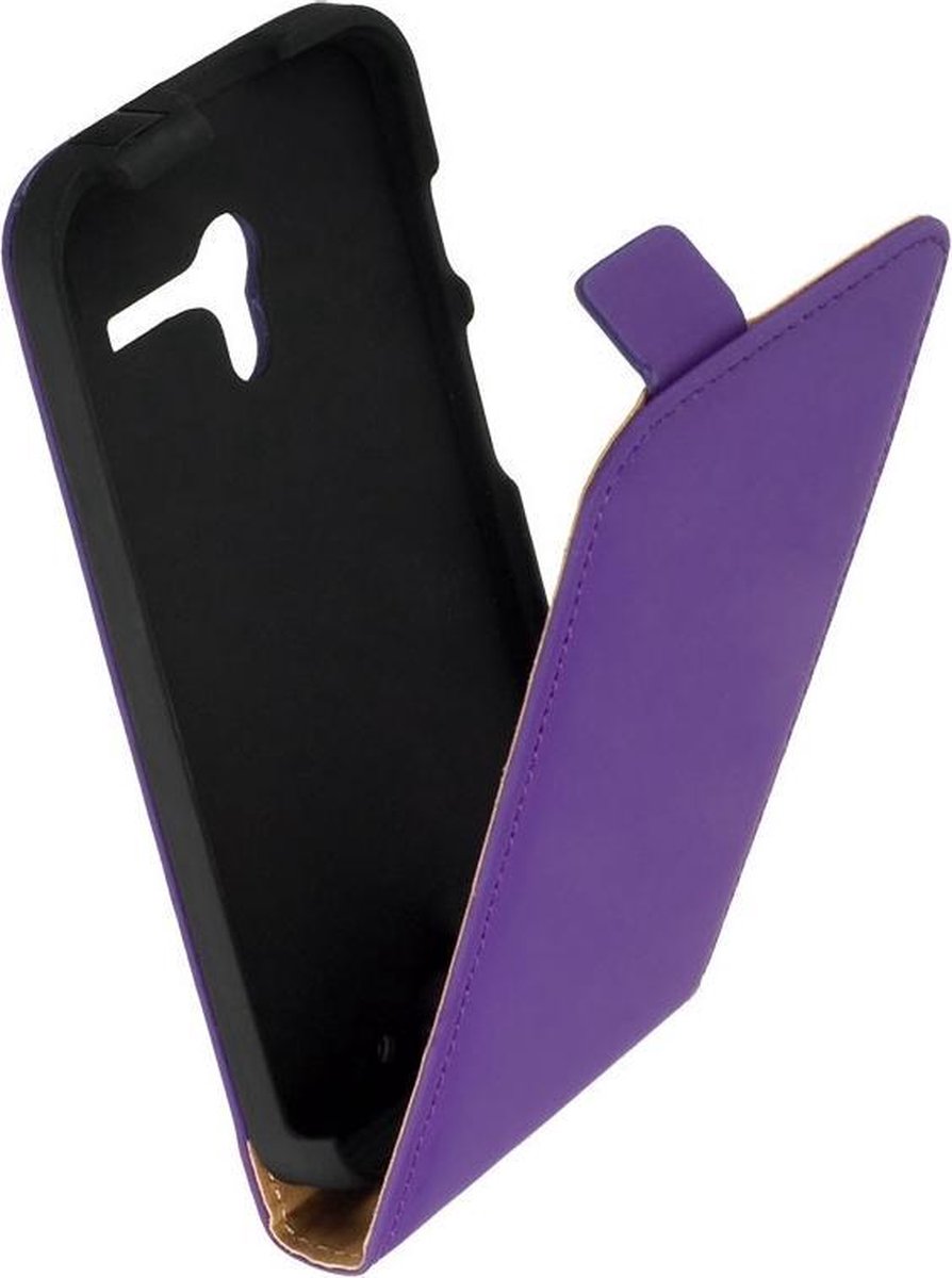 LELYCASE Lederen Flip Case Cover Hoesje Motorola Moto X Paars?