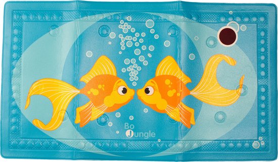 Bo Jungle - Badmat Antislip - Douche mat - Temperatuur indicator Strip - Met zuignappen - Anti-slip - Rechthoek - 40 x 70 cm - Leuke kleuren en tekening - Kinderen en Volwassenen - Bathmat with Temperature Lovely Fishes