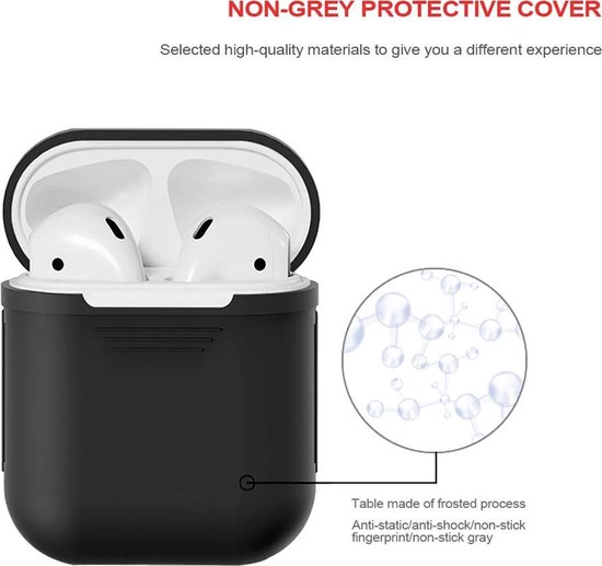 Silicone Case Cover Hoesje voor Apple Airpods - Zwart - Merkloos
