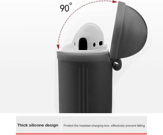 Silicone Case Cover Hoesje voor Apple Airpods - Zwart - Merkloos