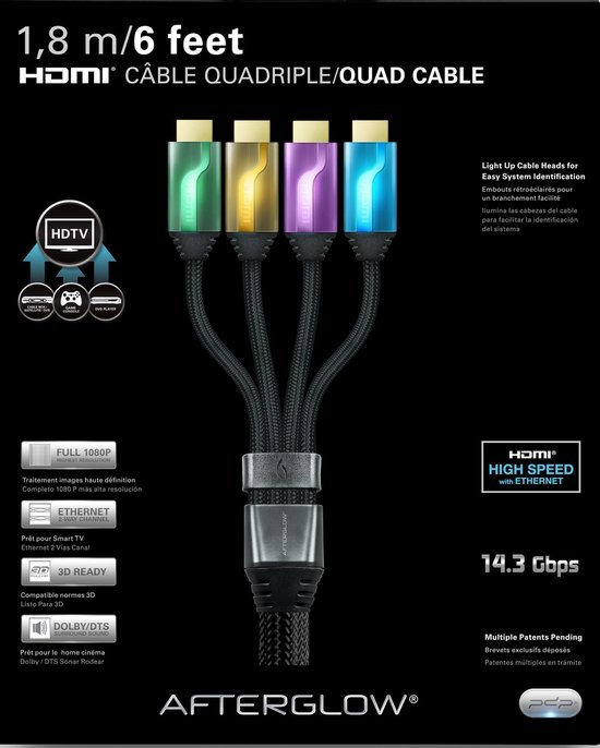 Afterglow HDMI Kabel 4X 1.80m Wii U + Xbox 360 + Xbox One + PS3 + PS4 | bol