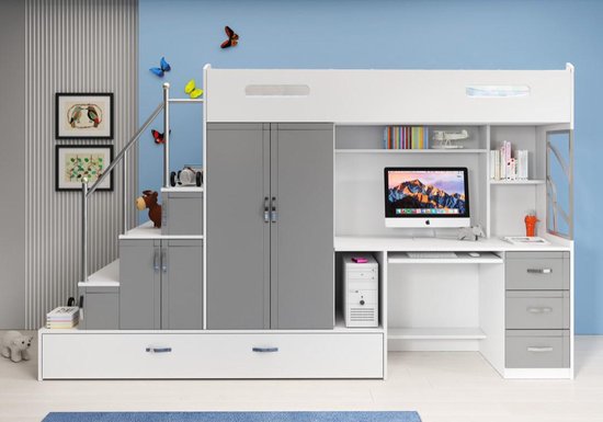 Hoogslaper met bureau en kast Multi Straight