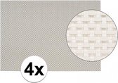 4x Placemats met geweven print wit 45 x 30 cm
