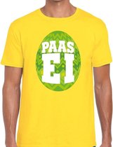 Paasei t-shirt geel met groen ei voor heren L