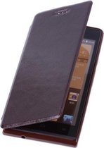 Huawei Ascend P6 Mocca Map Case - Book Case Wallet Cover Hoesje