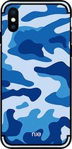 Shop4 - iPhone Xs Max Hoesje - Harde Back Case Camouflage Blauw