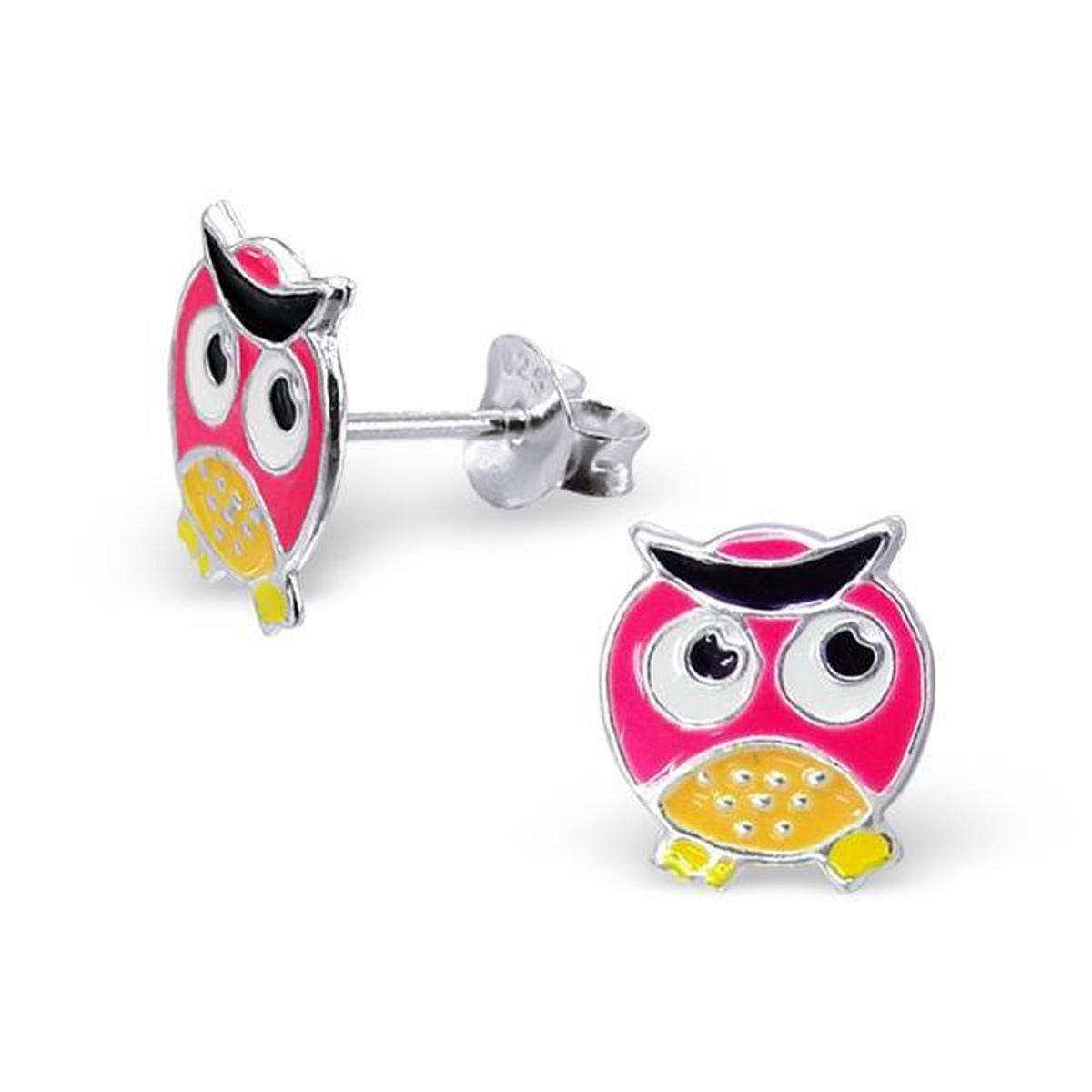 Princess Oorbellen Bird - 925 Zilver E-Coating - Uil / Dier - 9x10mm