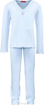 Luxe mooie zacht blauwe Girly Pyjama Set van Hanssop met verfijnde kant details, Meisjes pyjama, licht blauw, maat 128