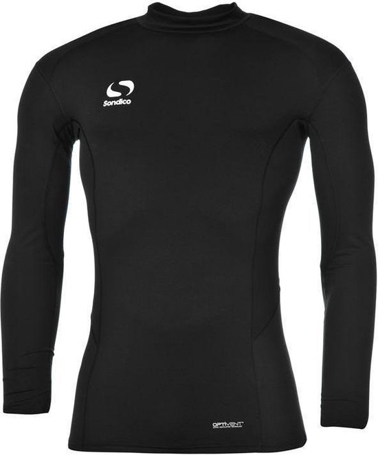 Zwart ondershirt met lange mouwen en opstaande kraag, met het Sondico logo op de borst en 'Opti-Vent' op de zoom.