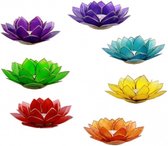 Set van 7 Lotus sfeerlichten chakra's met goudrand