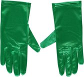 Groene gala handschoenen kort van satijn 20 cm