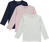 Dirkje Meisjes Shirts Lange Mouwen (3stuks) Blauw, Lichtroze en Wit - Maat 98