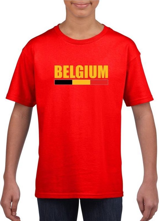 Rood Belgium supporter supporter shirt kinderen - Belgisch shirt jongens en meisjes 122/128
