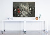 'WALKING IN THE RAIN' Canvas Print van JM ART (90 x 60 cm)