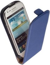 Lelycase Etui à rabat en cuir Etui pour téléphone Samsung Galaxy S Duos 2 S7582 Bleu