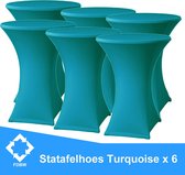 Statafelrok Luxe Turquoise x 6 - Statafel Tafelrok - Statafelhoes - Stretch –  ∅80 x 110 cm – geschikt voor Horeca Evenementen | Sta Tafel Hoes | Statafel | Staantafelhoes | Cocktailparty | T