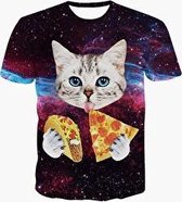 Pizza en taco kat festival shirt Maat L Crew neck