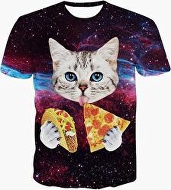 Pizza en taco kat shirt Maat L