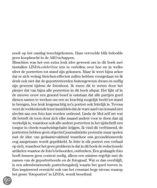 Boekomslag met tekst: Het LINDA. boek. Een portrettengalerij waarin het goed toeven is.