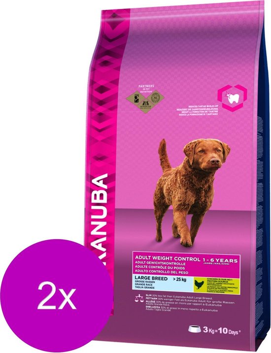 Eukanuba Adult Light Large Breed Kip Hondenvoer 2 x 3 kg bol