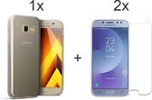 Samsung A5 2017 Hoesje - Samsung Galaxy A5 2017 hoesje siliconen case transparant cover - 2x Samsung A5 2017 Screenprotector
