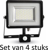 50W LED Bouwlamp met PIR sensor - Natuurlijk Wit | Slimline (set van 4 stuks)