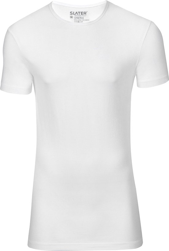 Slater 6500 - Stretch 2-pack T-shirt ronde hals korte mouw wit