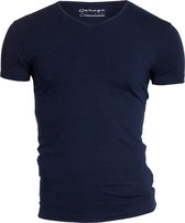Garage 202 - Bodyfit T-shirt V-hals korte mouw navy L 95% katoen 5% elastan