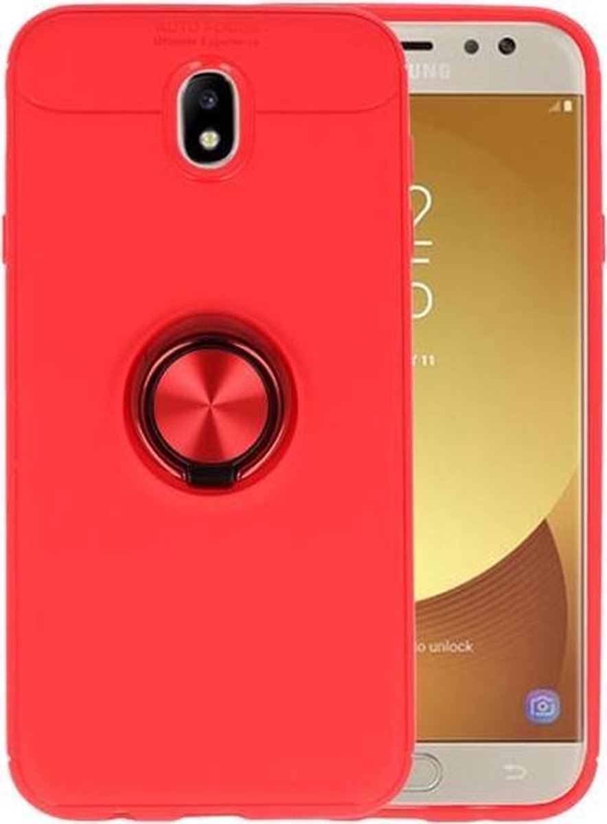 Rood Zacht TPU met Ringhouder hoesje voor Samsung Galaxy J7 2017 / Pro