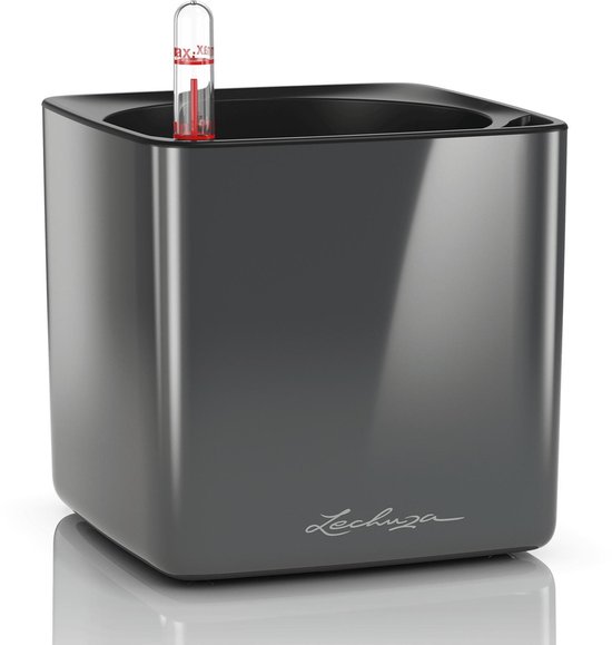 Lechuza Premium Classico Ls, bloempot voor binnen, geïntegreerd waterreservoir, espresso, 28 x 28 x 26 cm