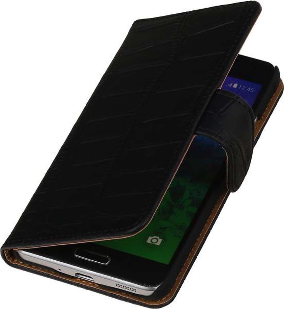 BestCases.nl Samsung Galaxy Core 2 G355H Krokodil booktype hoesje Zwart