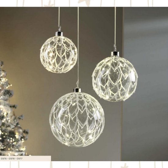 fysiek Tips Storing Mascagni - Glazen kerstbal met LED-verlichting, diameter 15 cm - 0X C978 |  bol.com
